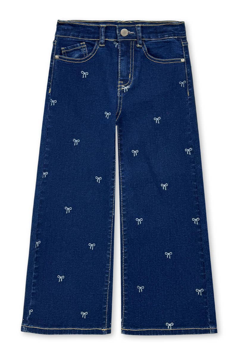 Trending  Toddler's Wide Leg Denim Jean w/Bow Print