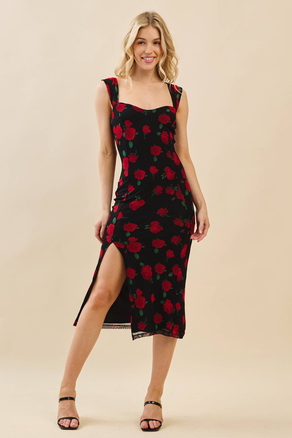 Lucy SWEETHEART BUSTIER PRINT MIDI DRESS