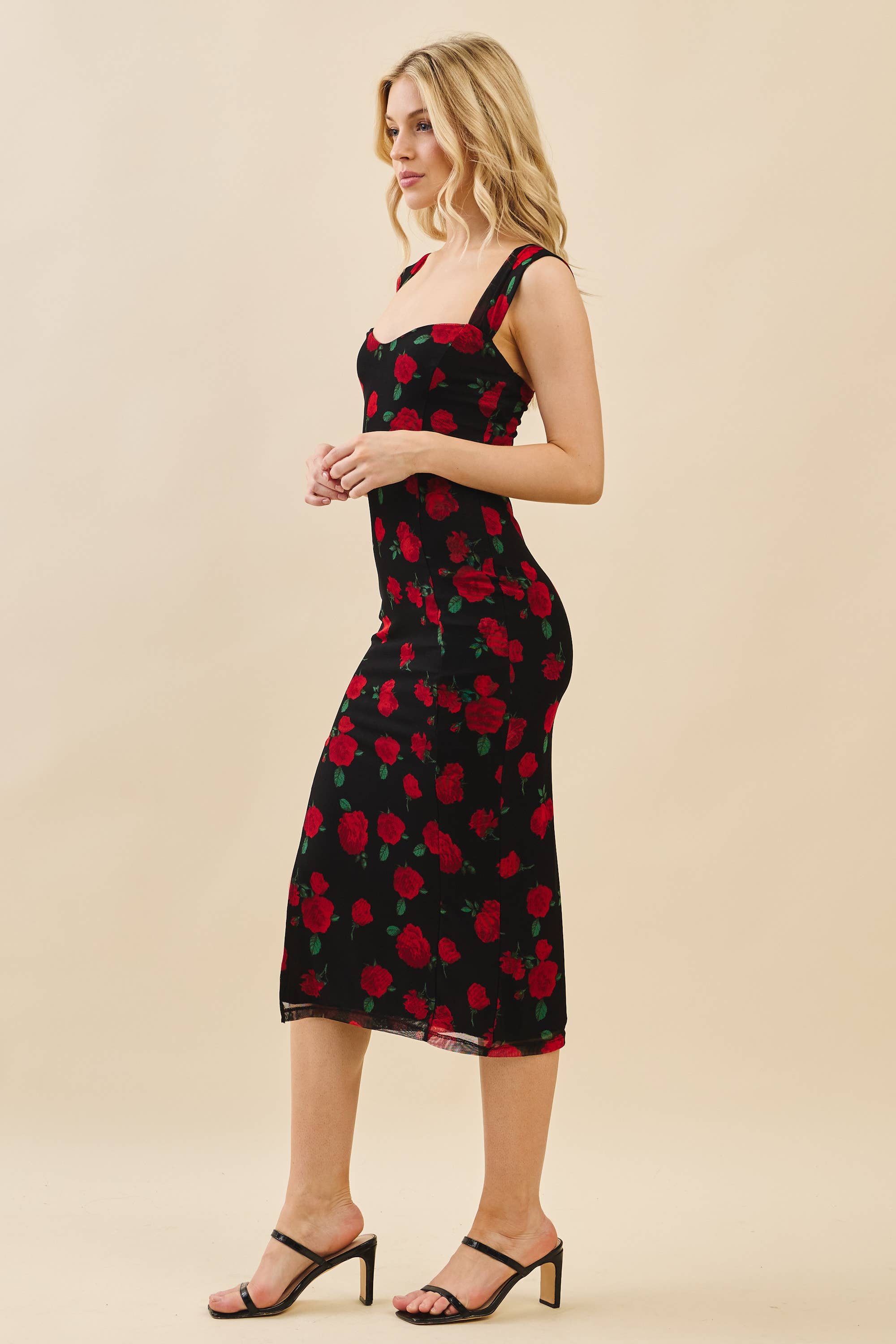 Lucy SWEETHEART BUSTIER PRINT MIDI DRESS